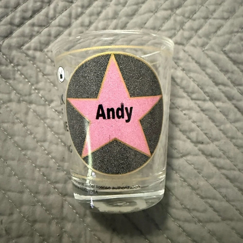 Pink Star Andy Personalized Shot Glass Hollywood